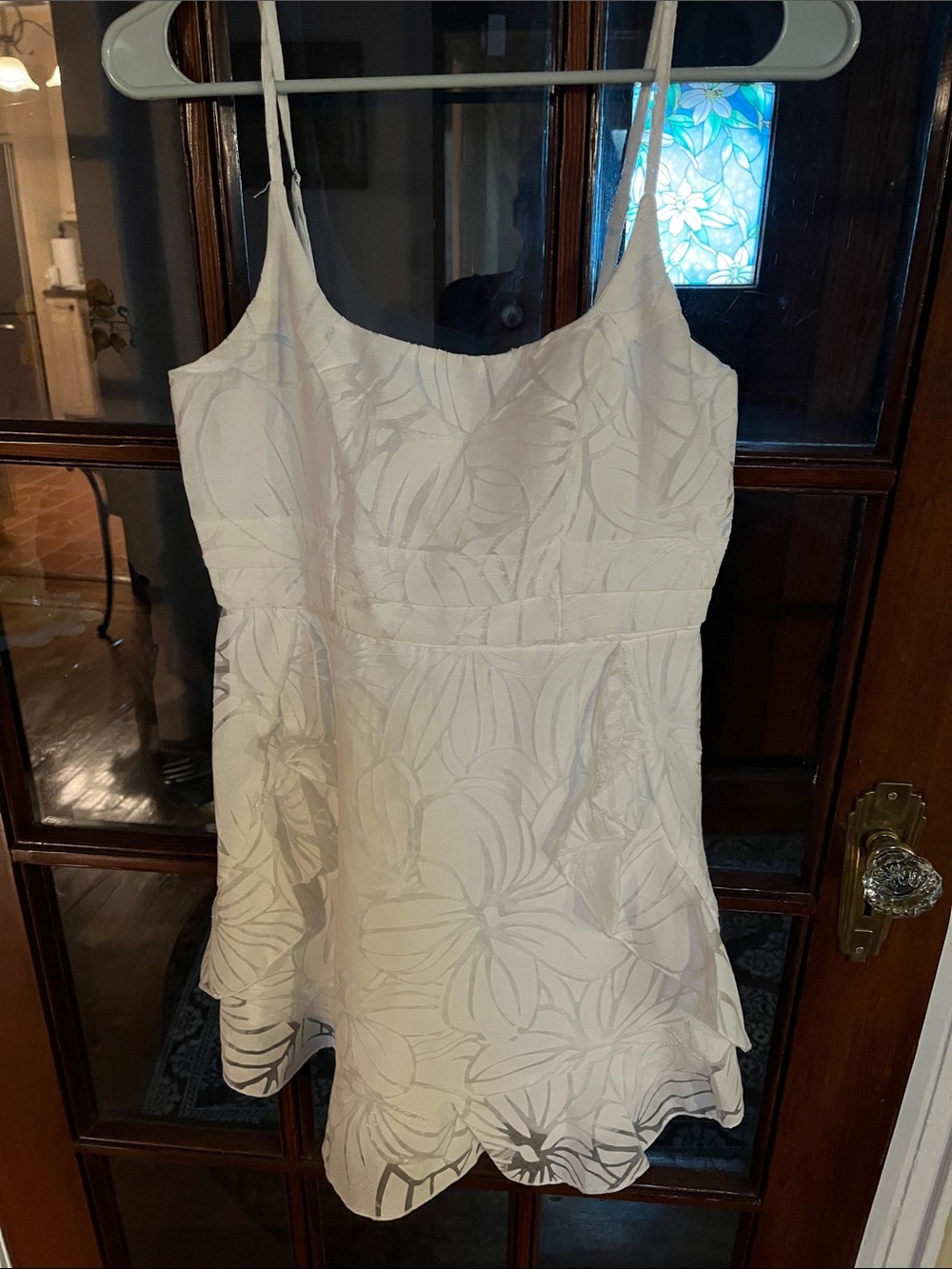 Angel Biba White Floral Jacquard Camisole Dress